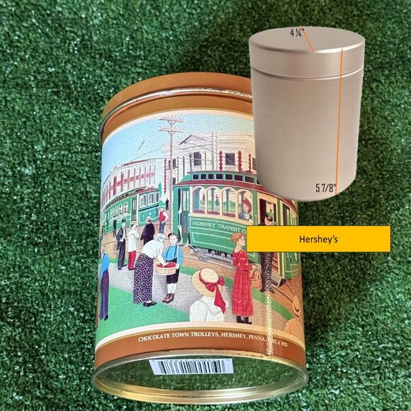 Hershey "Chocolate Town Trolley" Vintage 1992 Rare Tin Can Storage with Lid Tak - Picture 2 of 11